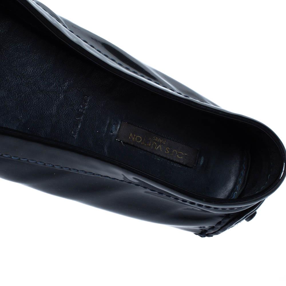 Louis Vuitton Black Patent Leather Logo Slip On Loafers Size 41 In Good Condition In Dubai, Al Qouz 2