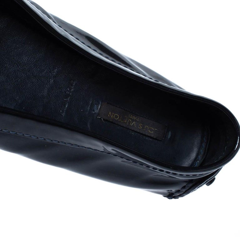 Louis Vuitton Black Patent Leather and Suede Studded Slip On
