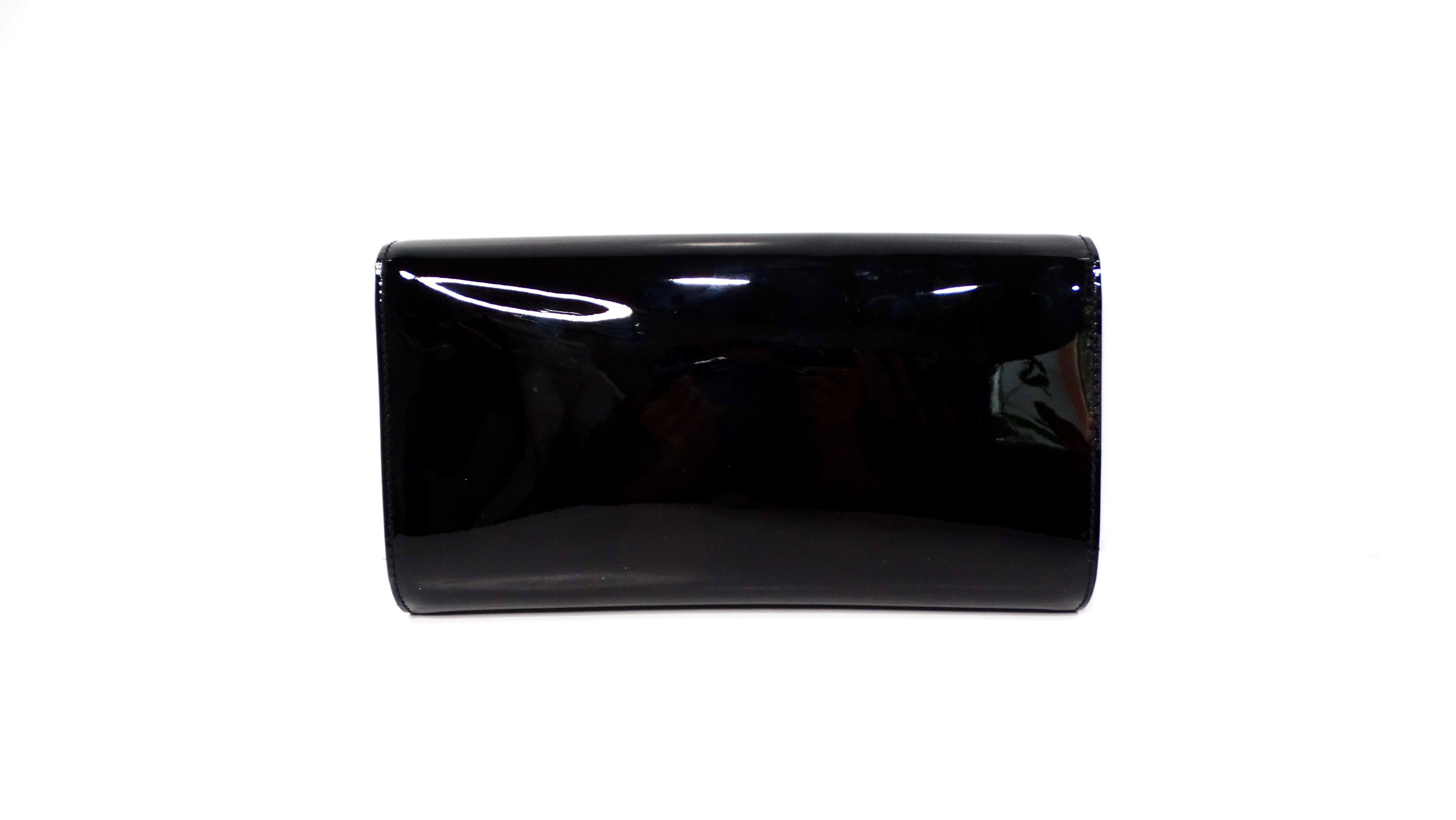 Louis Vuitton Black Patent Leather Louise Clutch in vendita 2