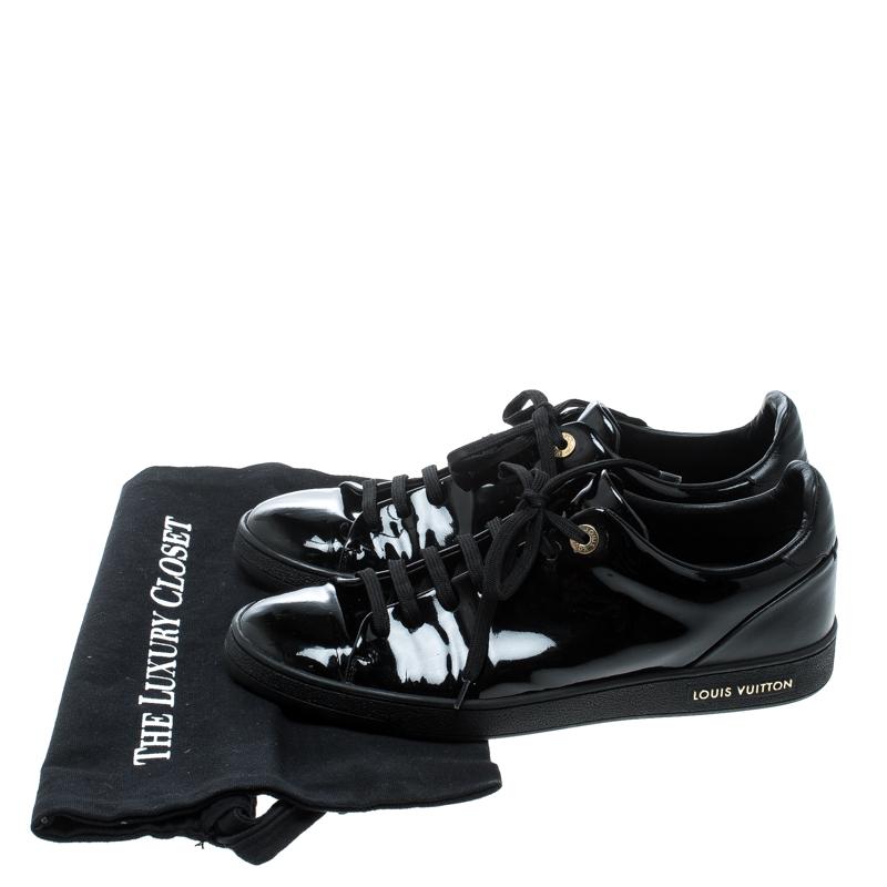 Louis Vuitton Black Patent Leather Low Top Sneakers Size 39.5 4