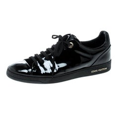 Louis Vuitton Black Patent Leather Low Top Sneakers Size 39.5
