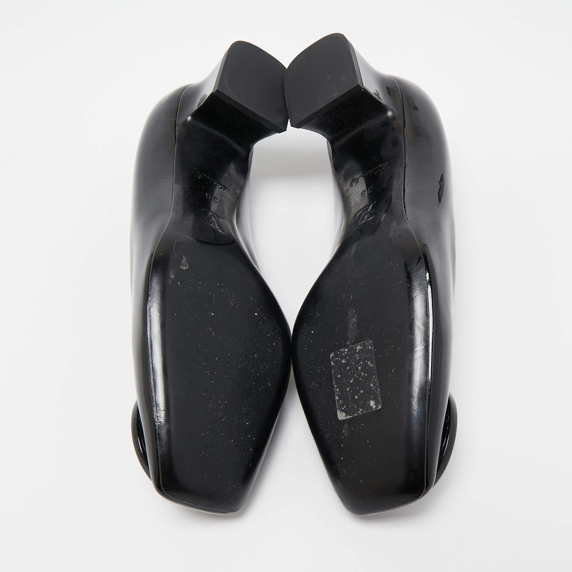 Madeleine-Pumps aus schwarzem Lackleder von Louis Vuitton Größe 36 1