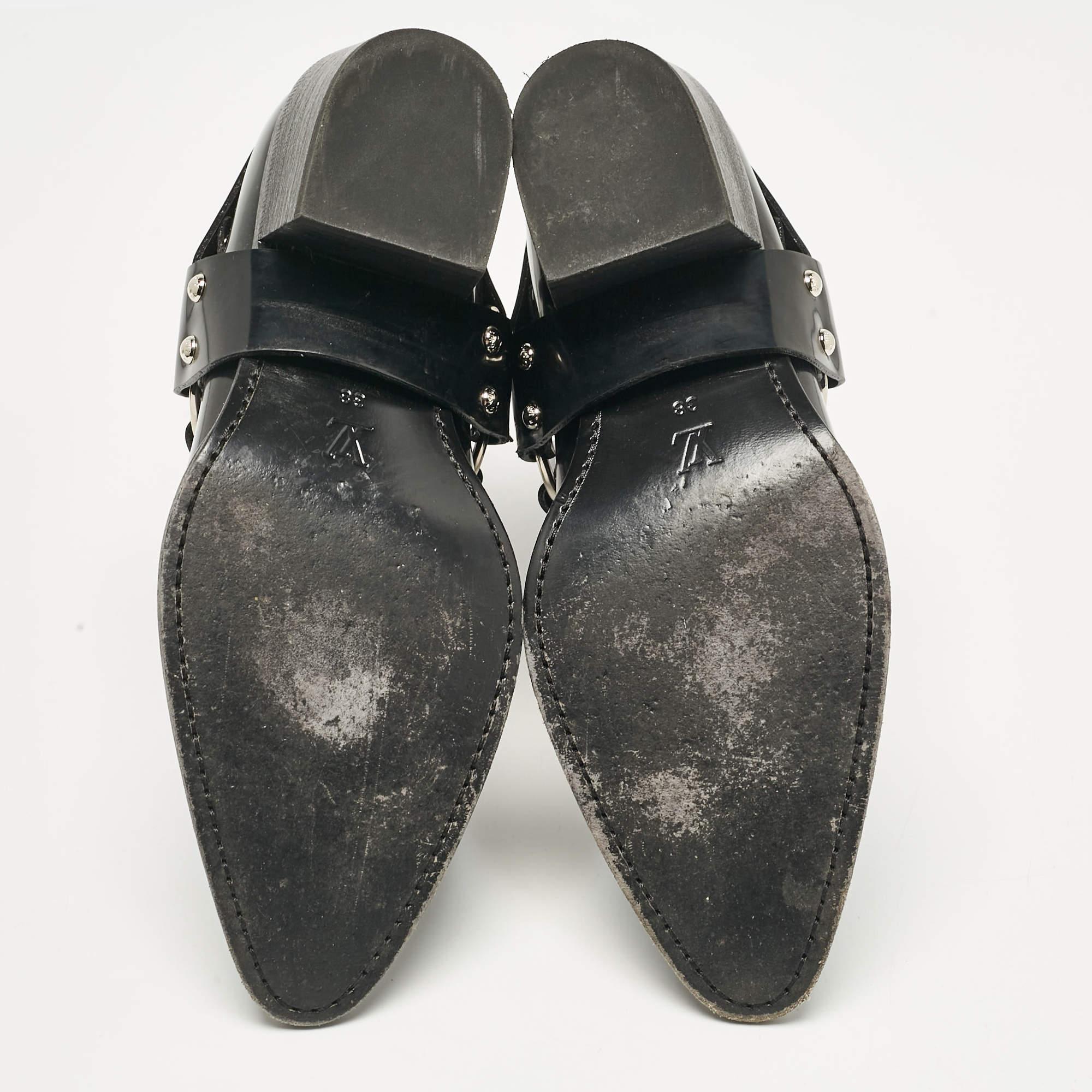 Louis Vuitton Black Patent Leather Nano Monogram Canvas Rhapsody Boots Size 38 2