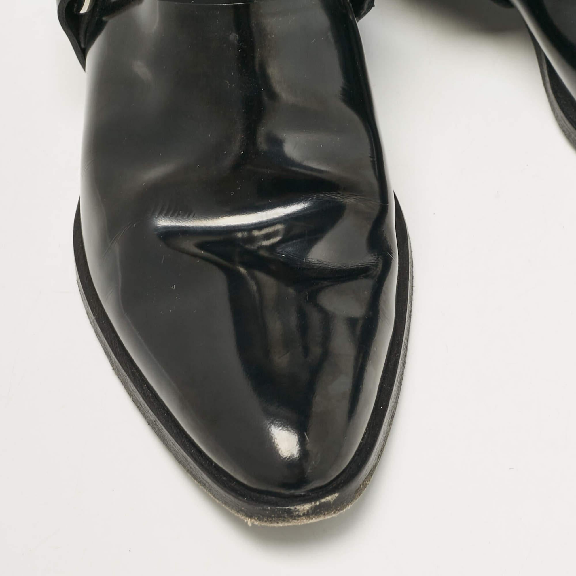 Louis Vuitton Black Patent Leather Nano Monogram Canvas Rhapsody Boots Size 38 4