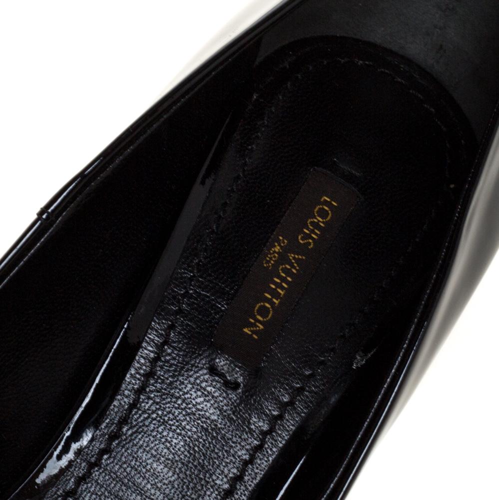 Louis Vuitton Black Patent Leather Oh Really! Peep Toe Platform Pumps Size 36.5 2
