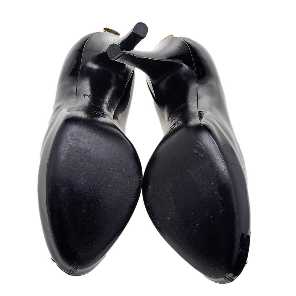 Louis Vuitton Black Patent Leather Oh Really! Peep Toe Pumps Size 38.5 4