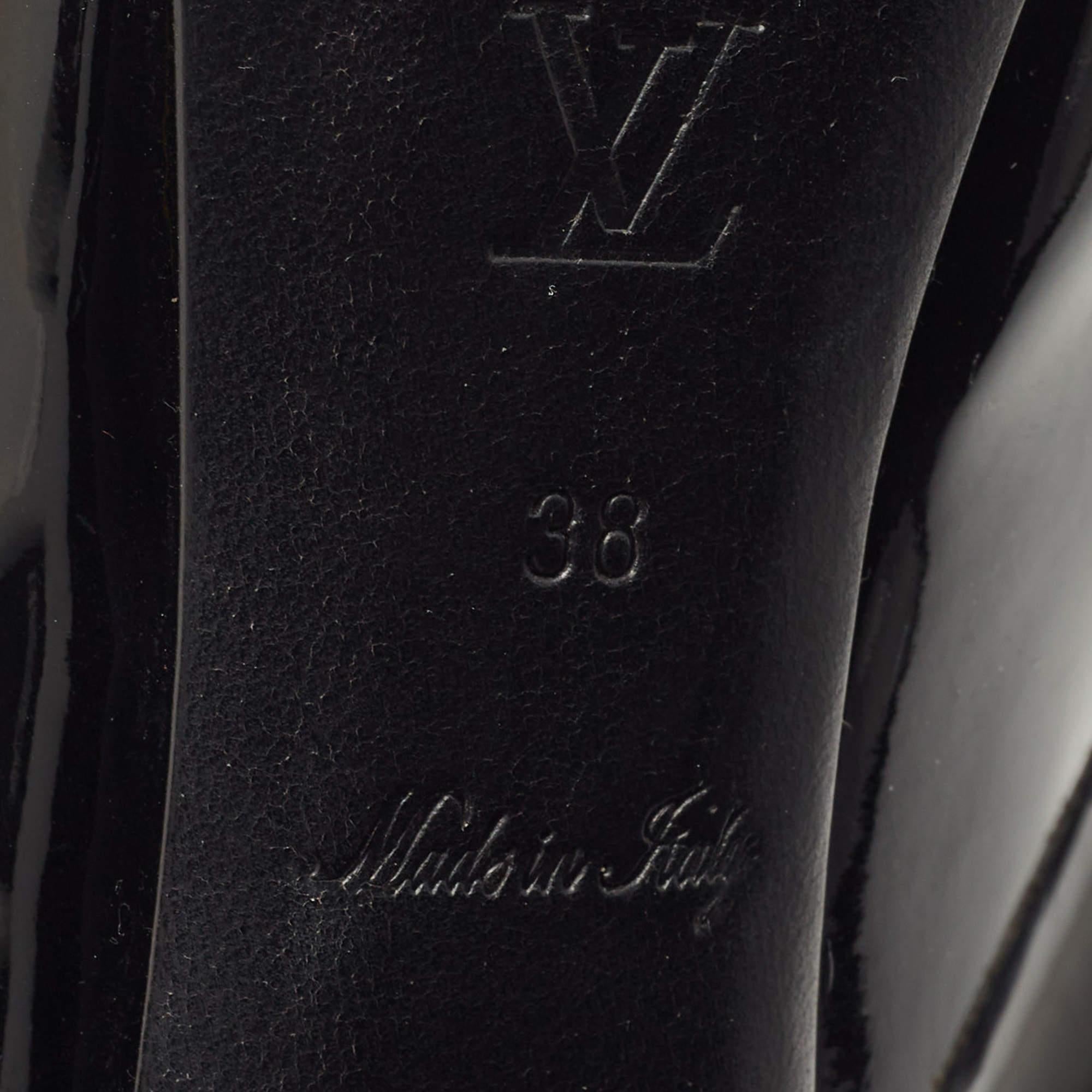 Louis Vuitton Black Patent Leather Oh Really! Platform Peep Toe Pumps Size 38 3