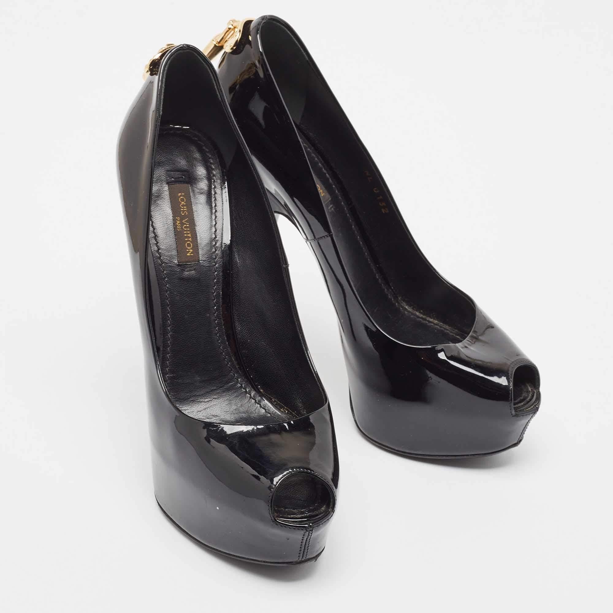Women's Louis Vuitton Black Patent Leather Oh Really! Pumps Size 37.5