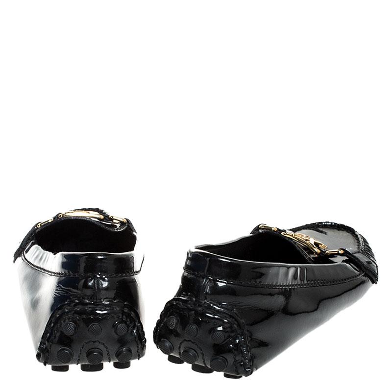 Louis Vuitton Black Patent Leather Oxford Loafers Size 38.5 In Good Condition In Dubai, Al Qouz 2