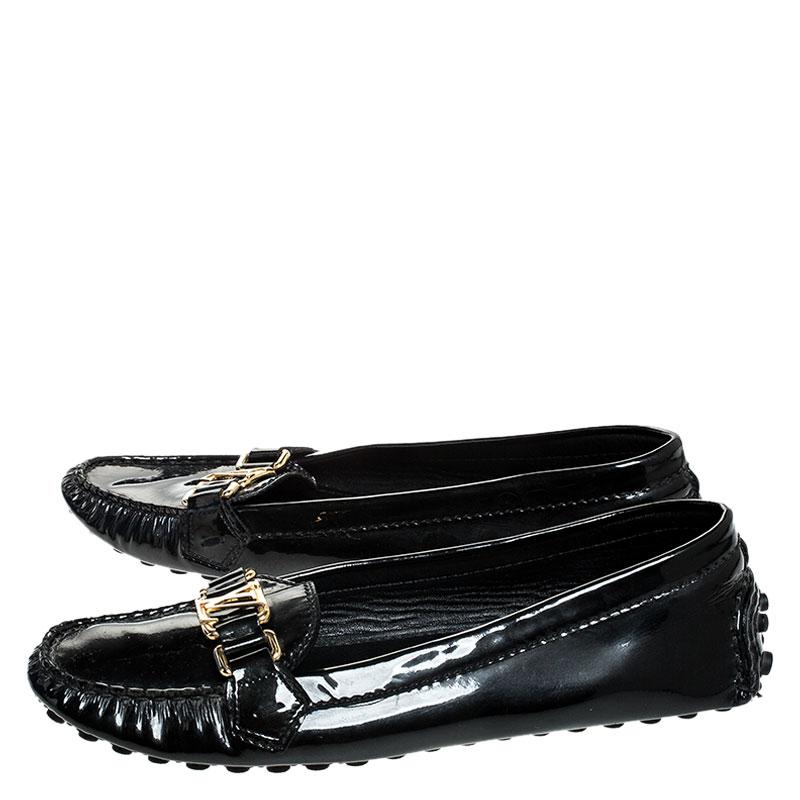 Louis Vuitton Black Patent Leather Oxford Loafers Size 38.5 2