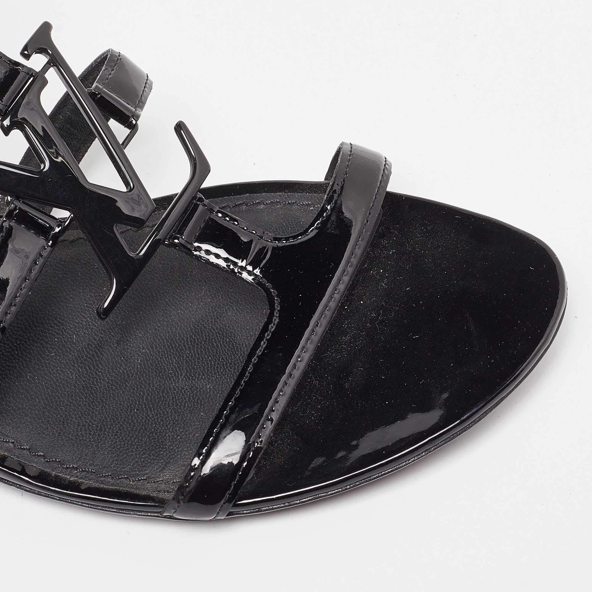 Louis Vuitton Black Patent Leather Paradiso Flat Sandals Size 38 3