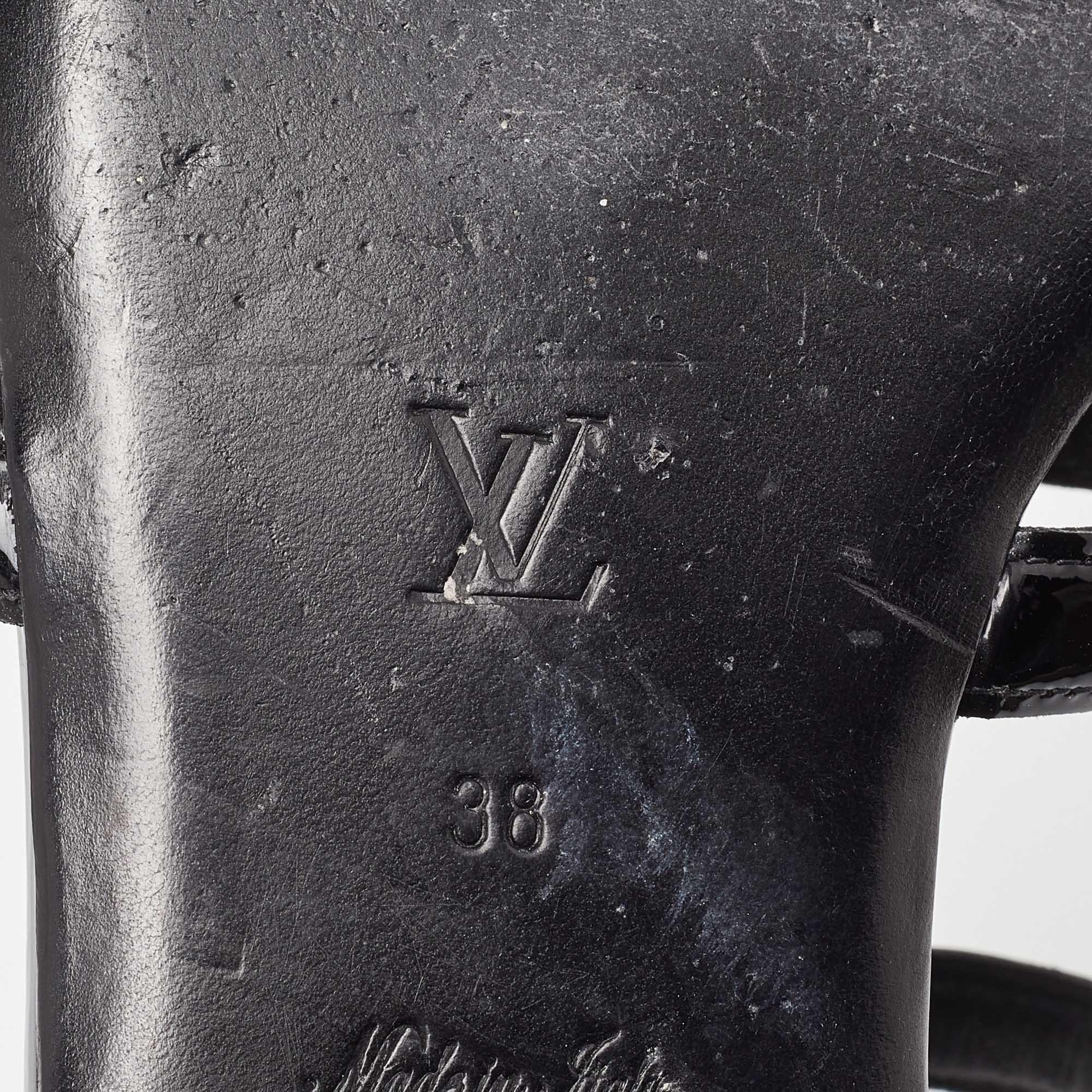 Louis Vuitton Black Patent Leather Paradiso Flat Sandals Size 38 4