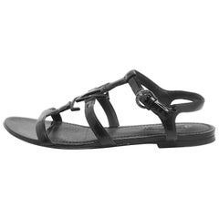 Louis Vuitton Black Patent Leather Paradiso Flat Sandals Size 40