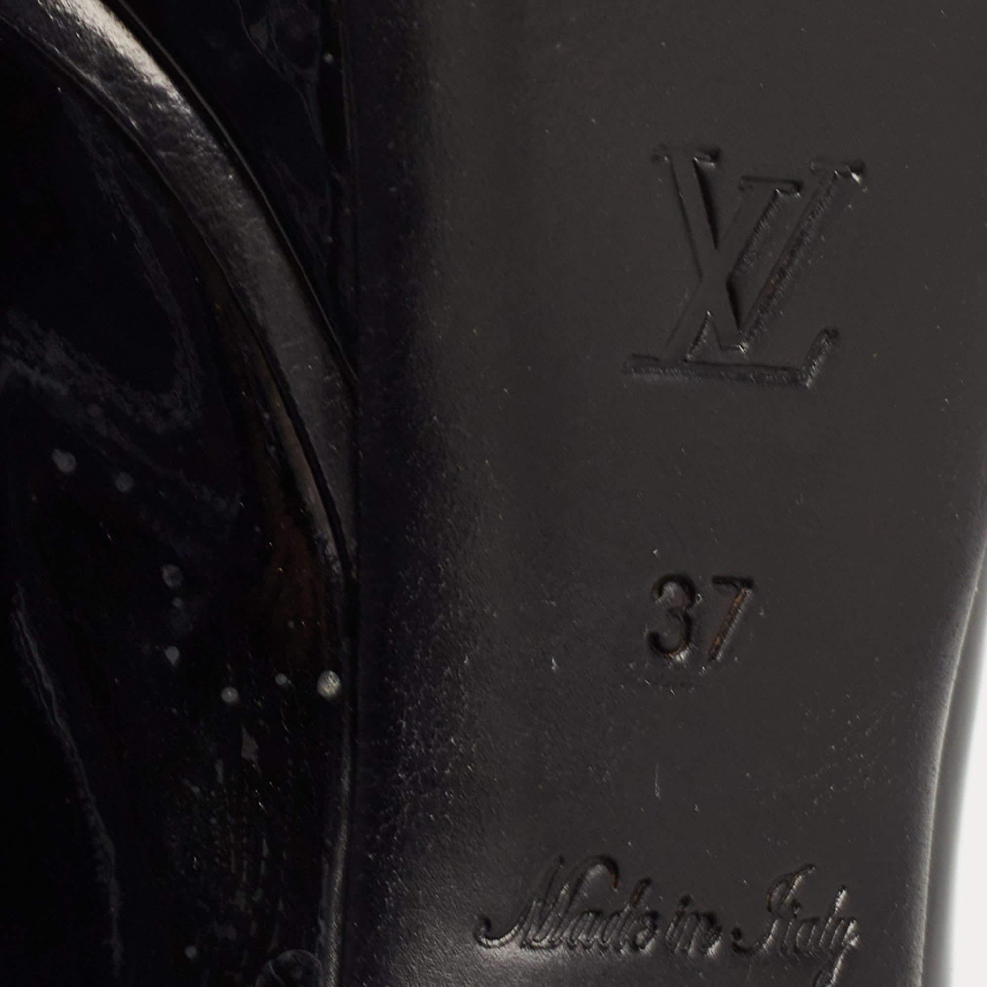 Louis Vuitton Black Patent Leather Peep Toe Platform Pumps Size 37 1
