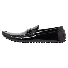 Louis Vuitton Black Patent Leather Penny Loafers Size 44