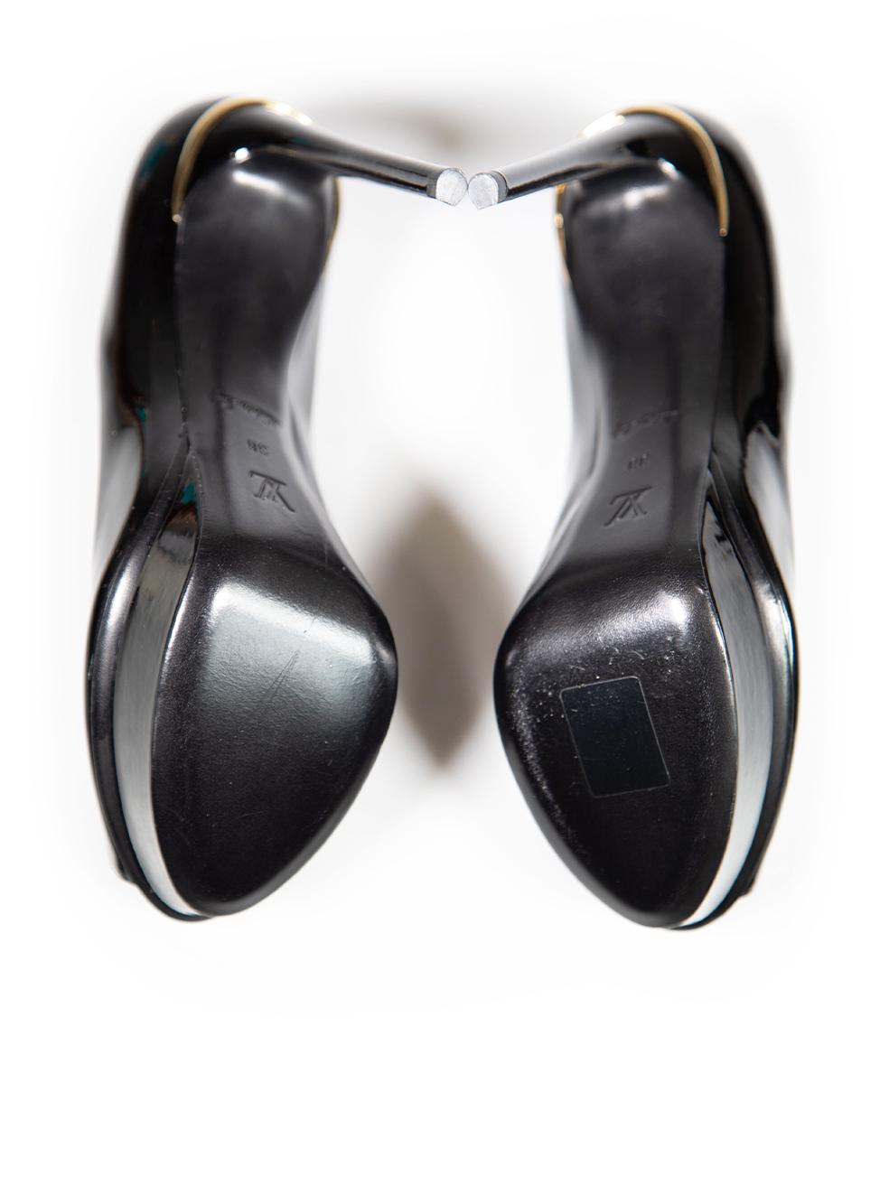 Women's Louis Vuitton Black Patent Leather Platform Heels Size IT 38 For Sale
