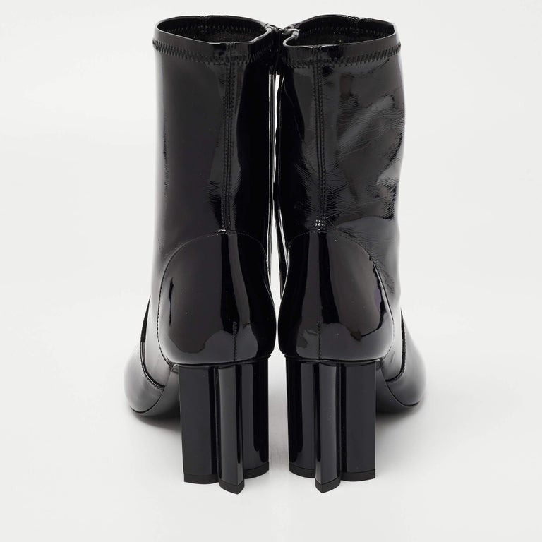 Louis Vuitton Black Patent Leather Silhouette Ankle Boots Size 35 For Sale  at 1stDibs