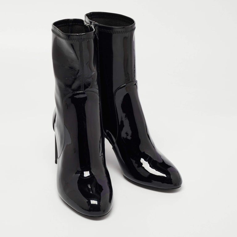 Louis Vuitton Black Patent Leather Silhouette Ankle Boots Size 39.5 Louis  Vuitton