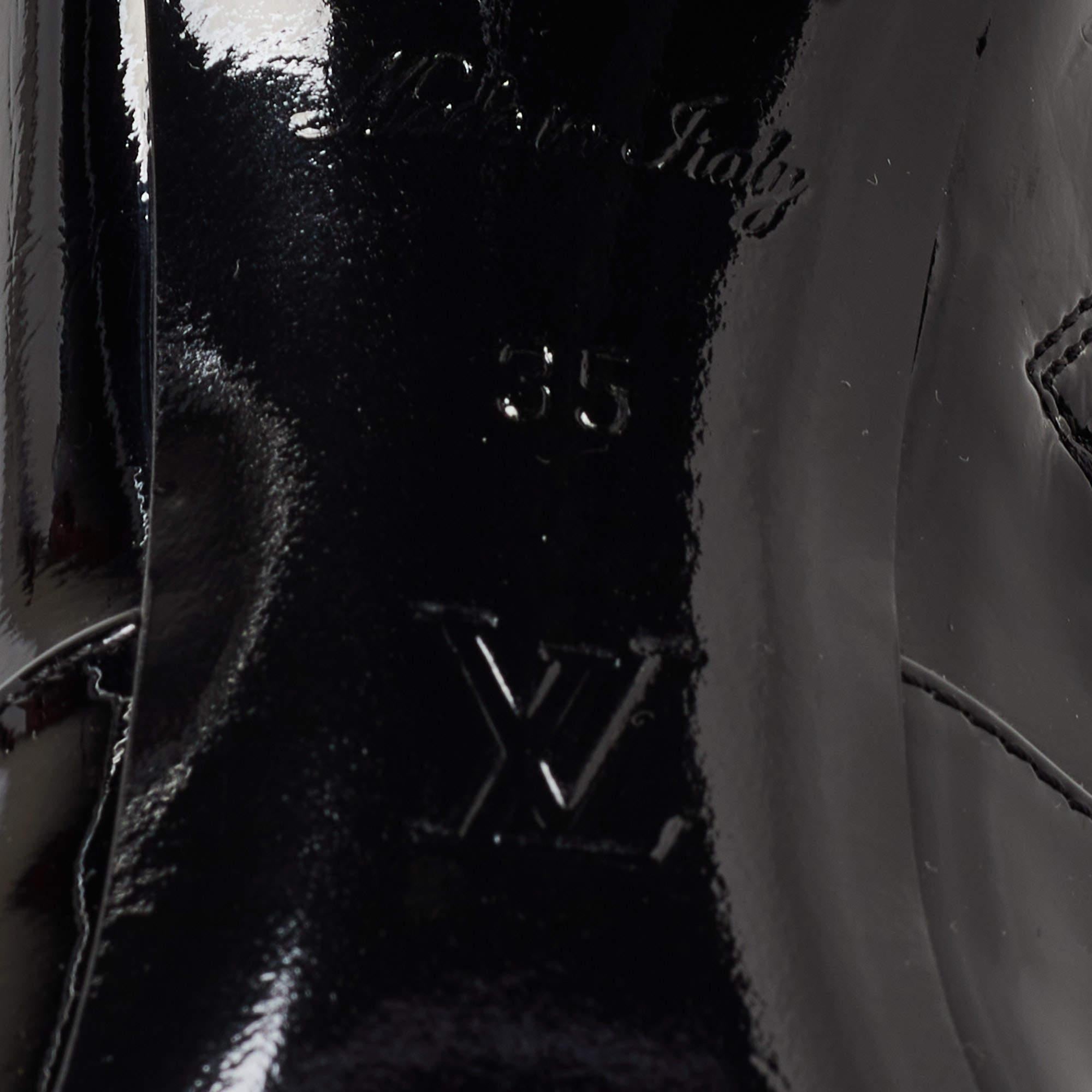 Louis Vuitton Black Patent Leather Silhouette Ankle Boots Size 35 2