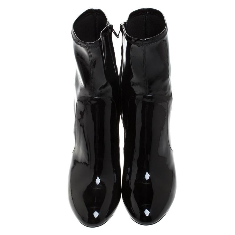 black leather peep toe booties