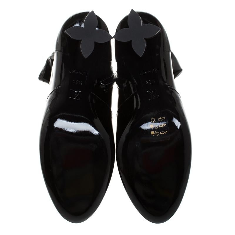 Women's Louis Vuitton Black Patent Leather Silhouette Ankle Boots Size 39.5