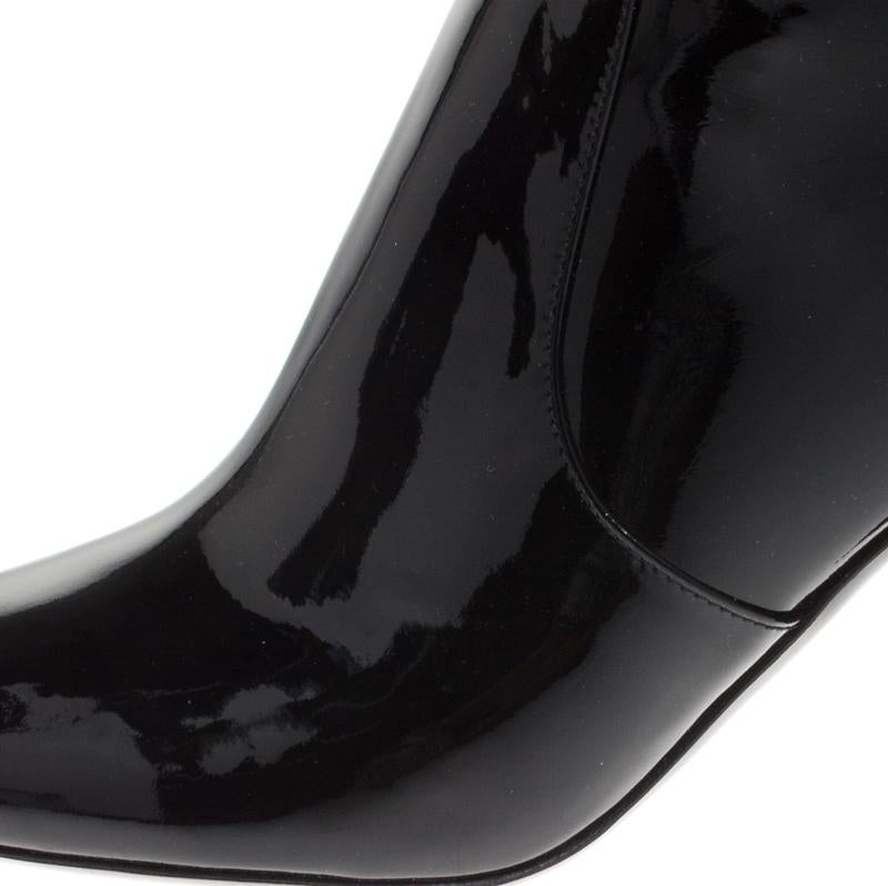 Louis Vuitton Black Patent Leather Silhouette Ankle Boots Size 39.5 1