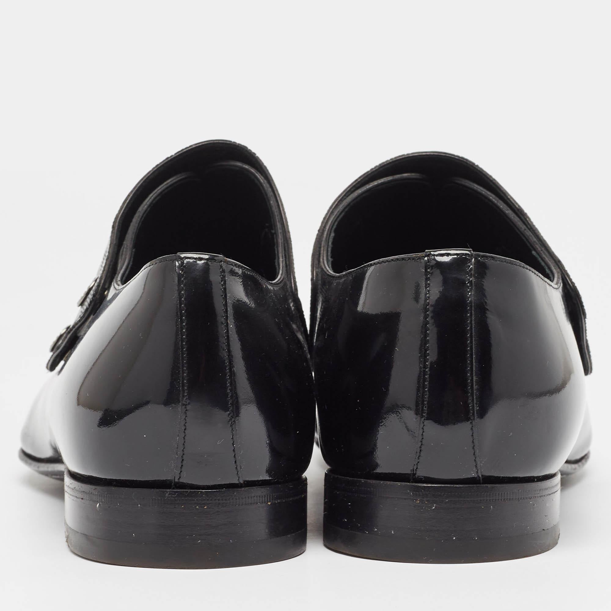 Louis Vuitton Black Patent Leather Single Strap Monk Derby Size 44.5 1