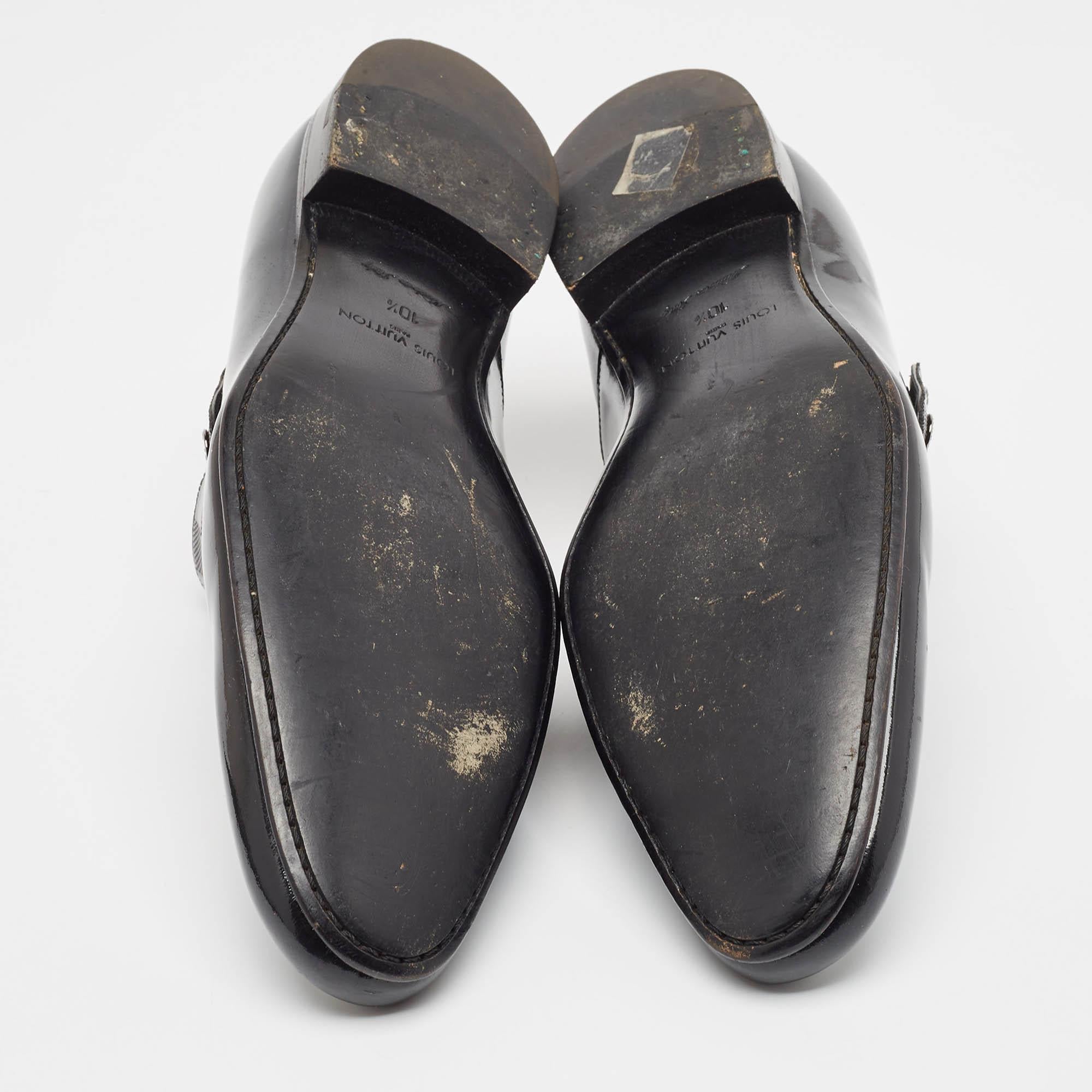 Louis Vuitton Black Patent Leather Single Strap Monk Derby Size 44.5 2