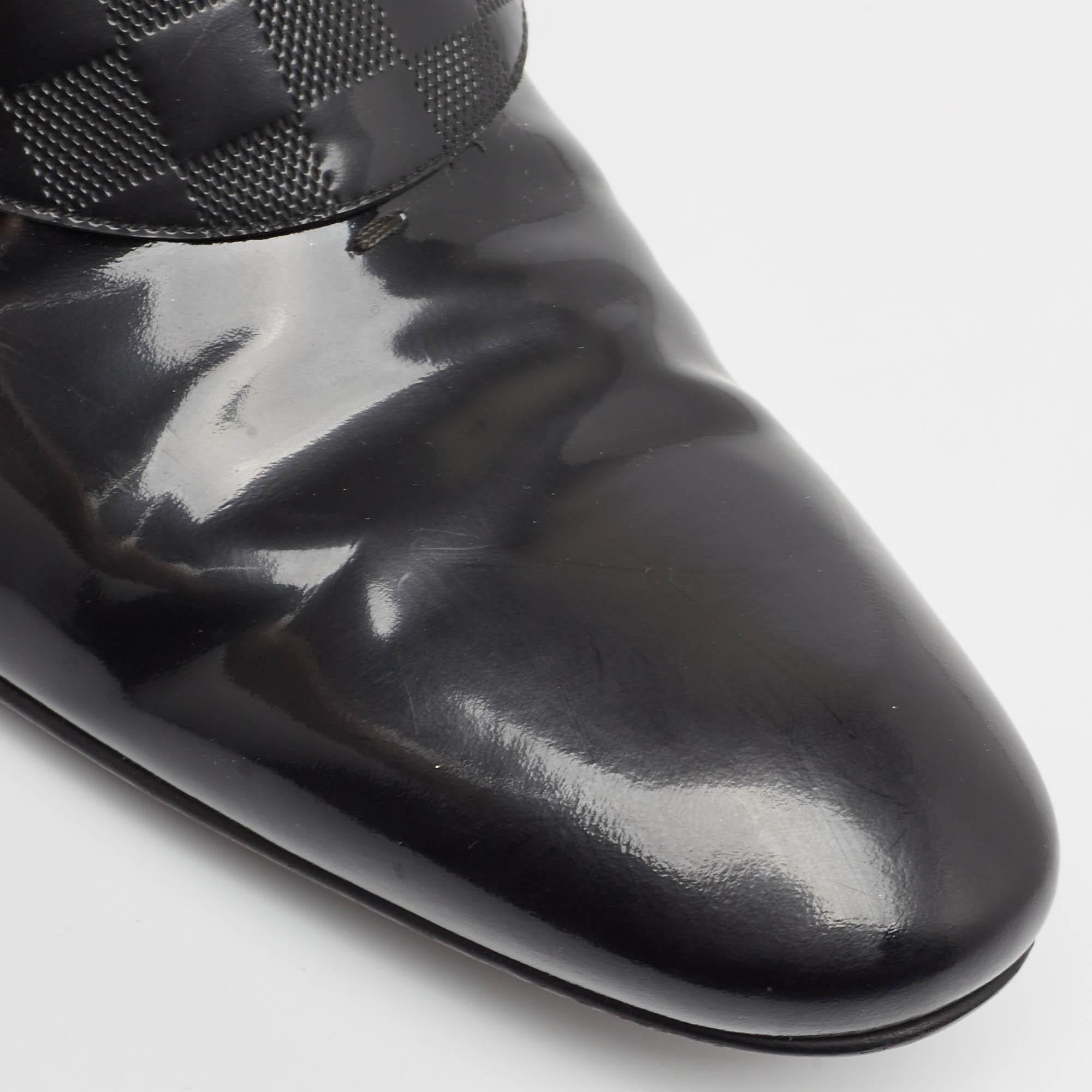 Louis Vuitton Black Patent Leather Single Strap Monk Derby Size 44.5 3