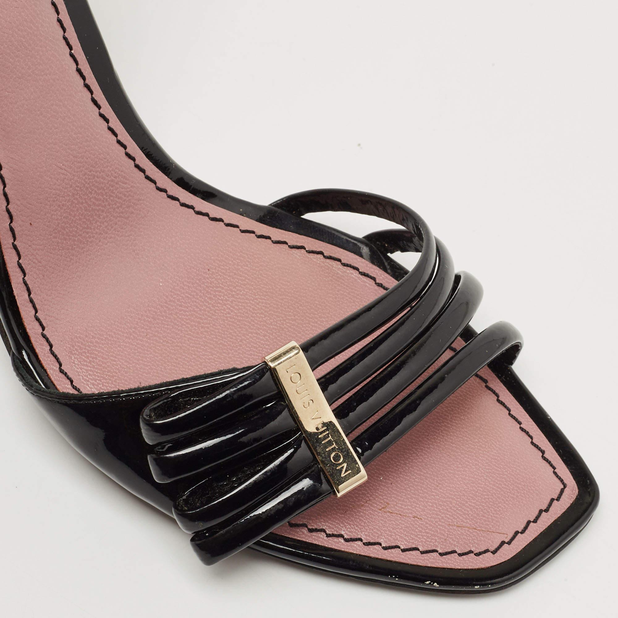 Louis Vuitton Black Patent Leather Sligback Sandals Size 38 4