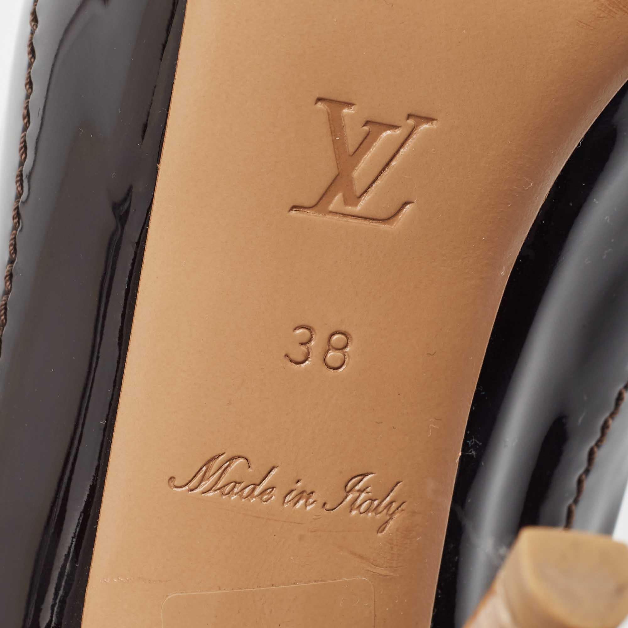 Louis Vuitton Black Patent Leather Slingback Pumps Size 38 For Sale 1