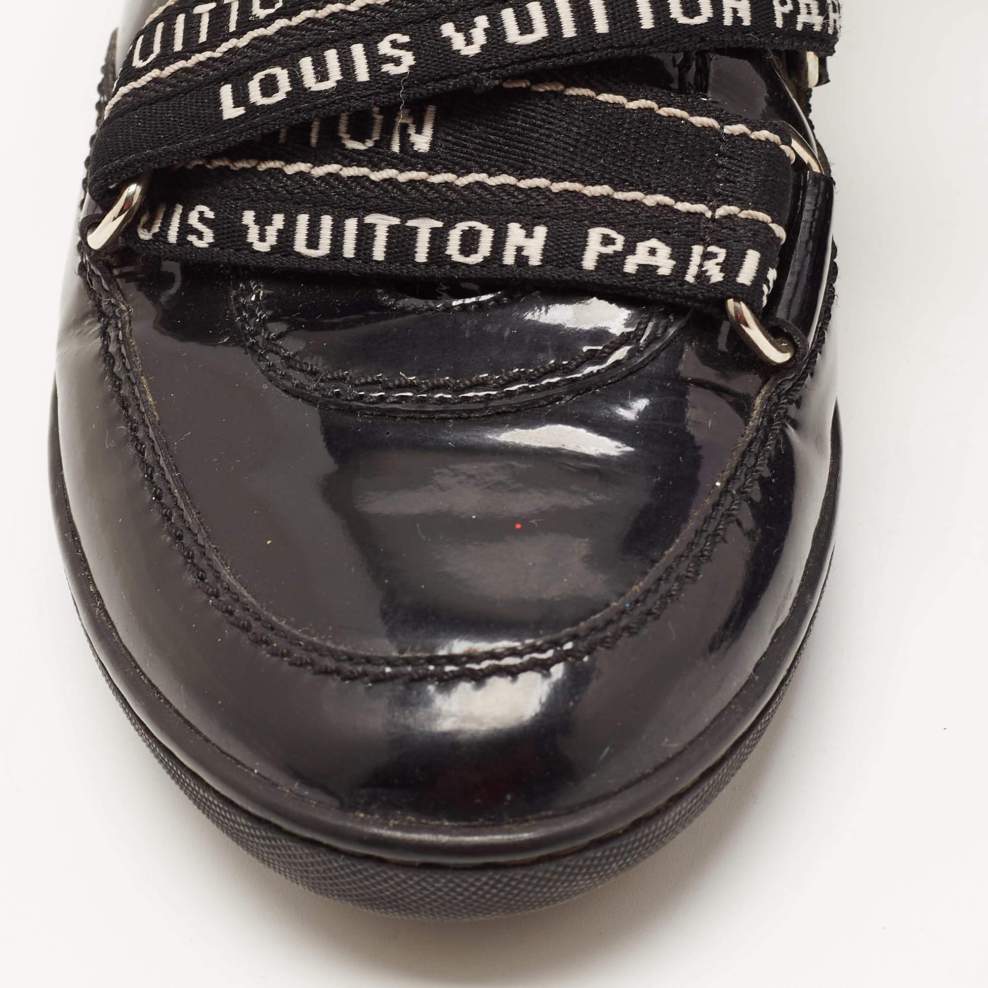 Louis Vuitton Black Patent Leather Sneakers Size 36 For Sale 3