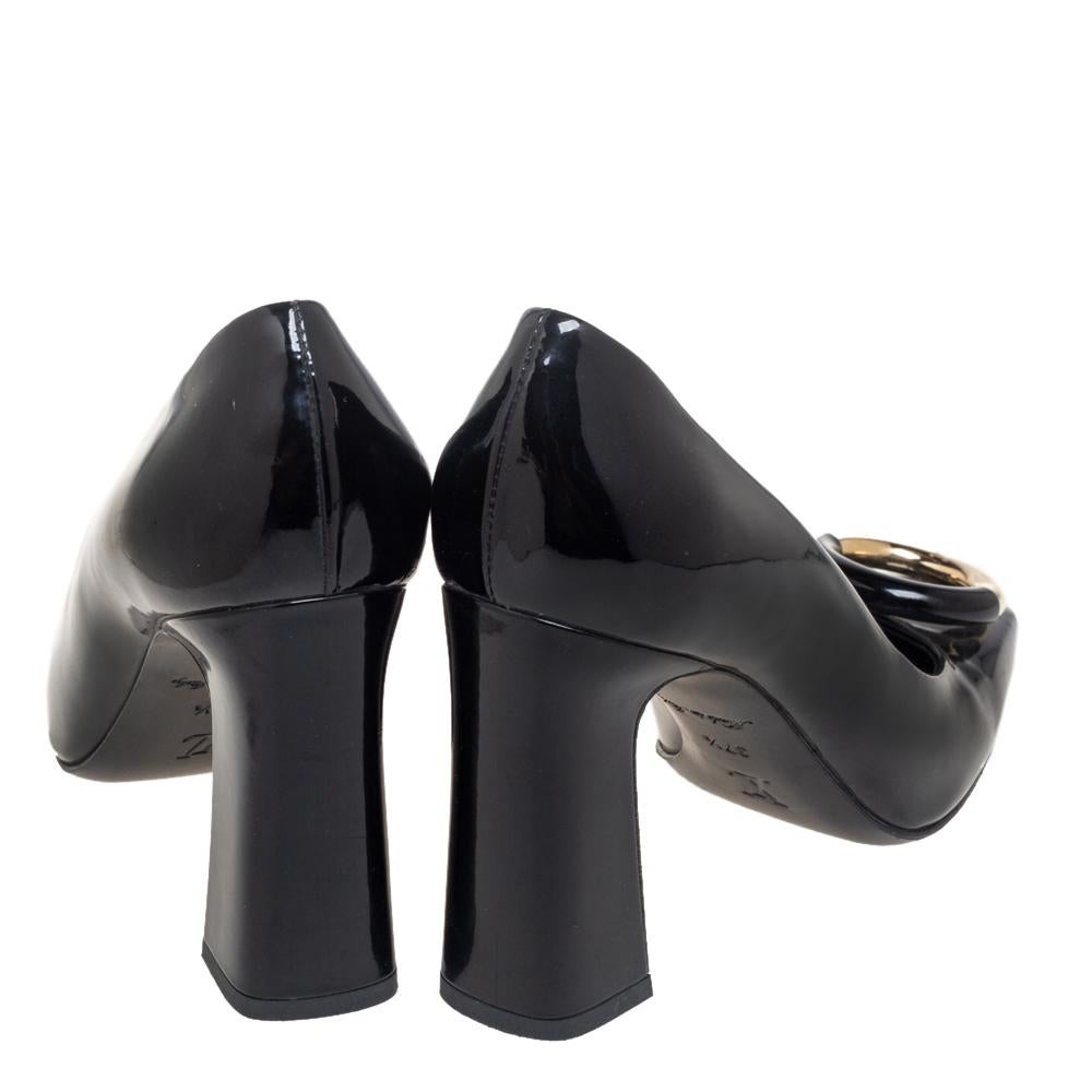 Women's Louis Vuitton Black Patent Leather Square Toe Pumps Size 37.5