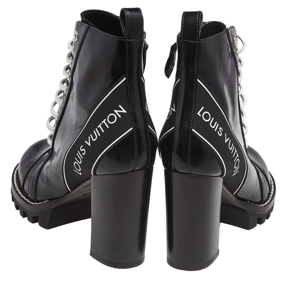Louis Vuitton Black Patent Leather Star Trail Block Heel Boots Size 36.5 at  1stDibs