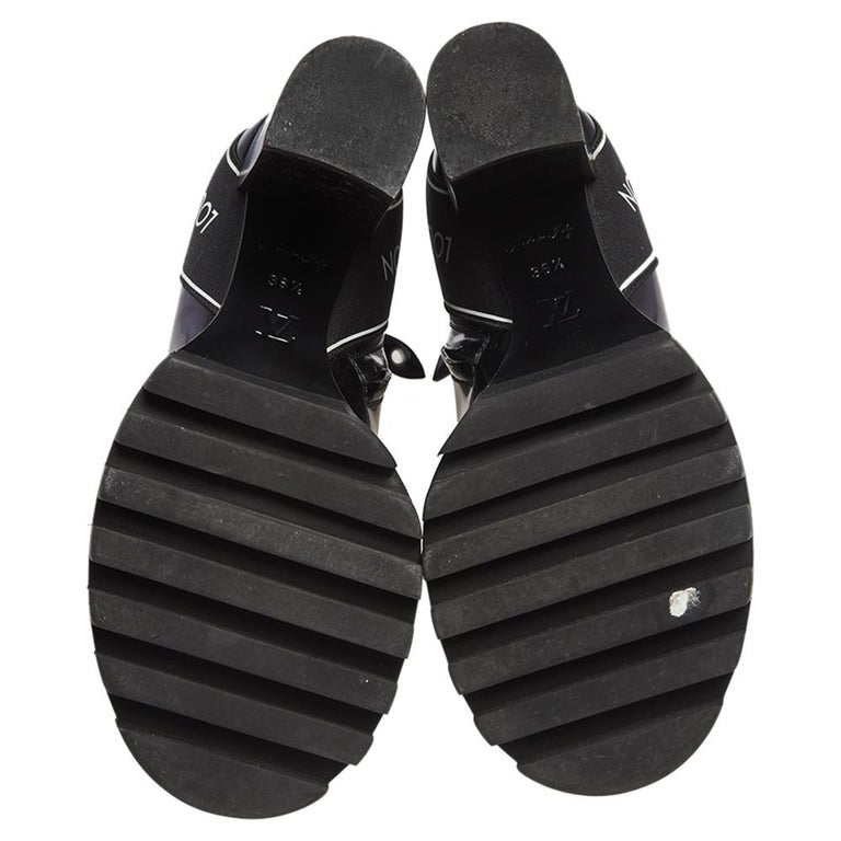 Louis Vuitton Black Patent Leather Star Trail Block Heel Boots