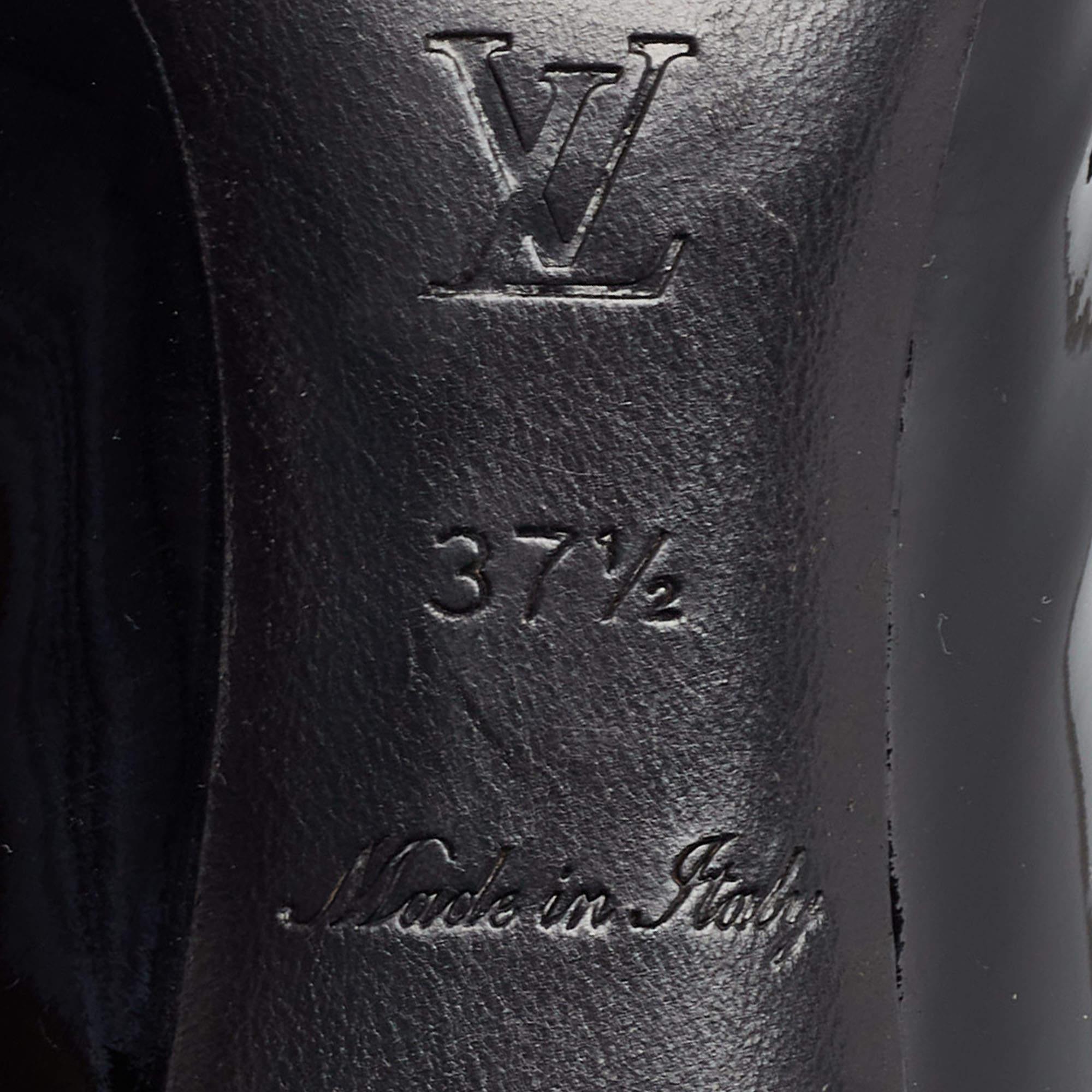 Louis Vuitton Black Patent Leather Studded Bernice Pumps Size 37.5 For Sale 3