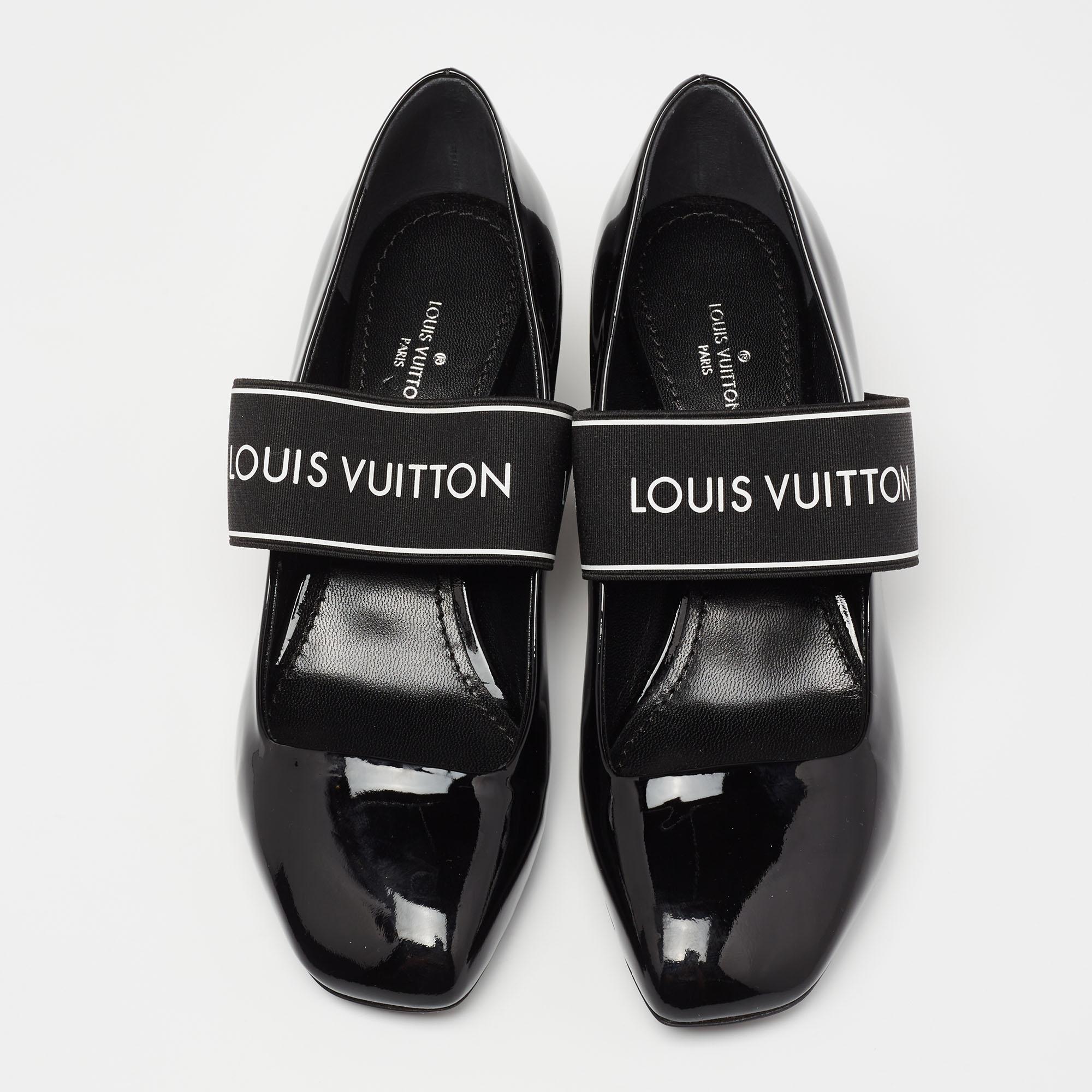 The Uncover pumps from Louis Vuitton are characterized by the branded strap across the vamps. This pair is presented in patent leather and added with square toes and block heels.

Includes: Original Box
