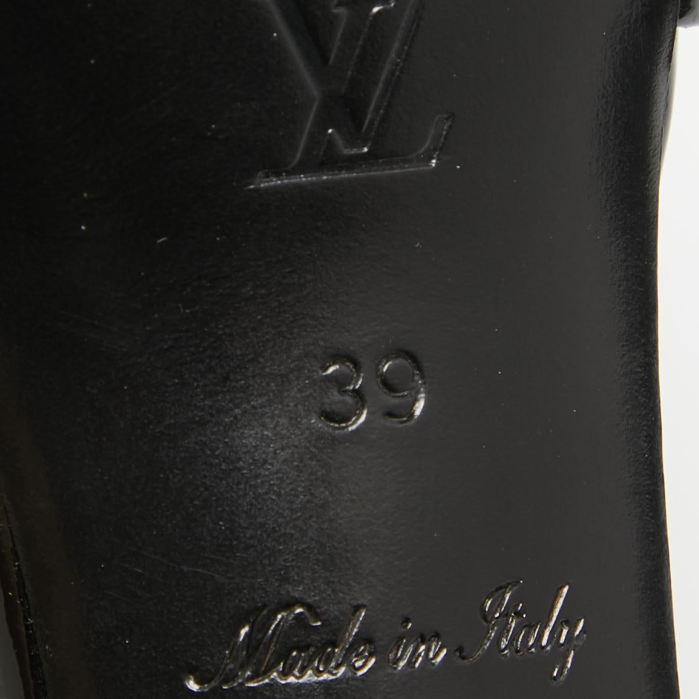 Louis Vuitton Black Patent Lock It Cutout Peep Toe Pumps Size 39 4