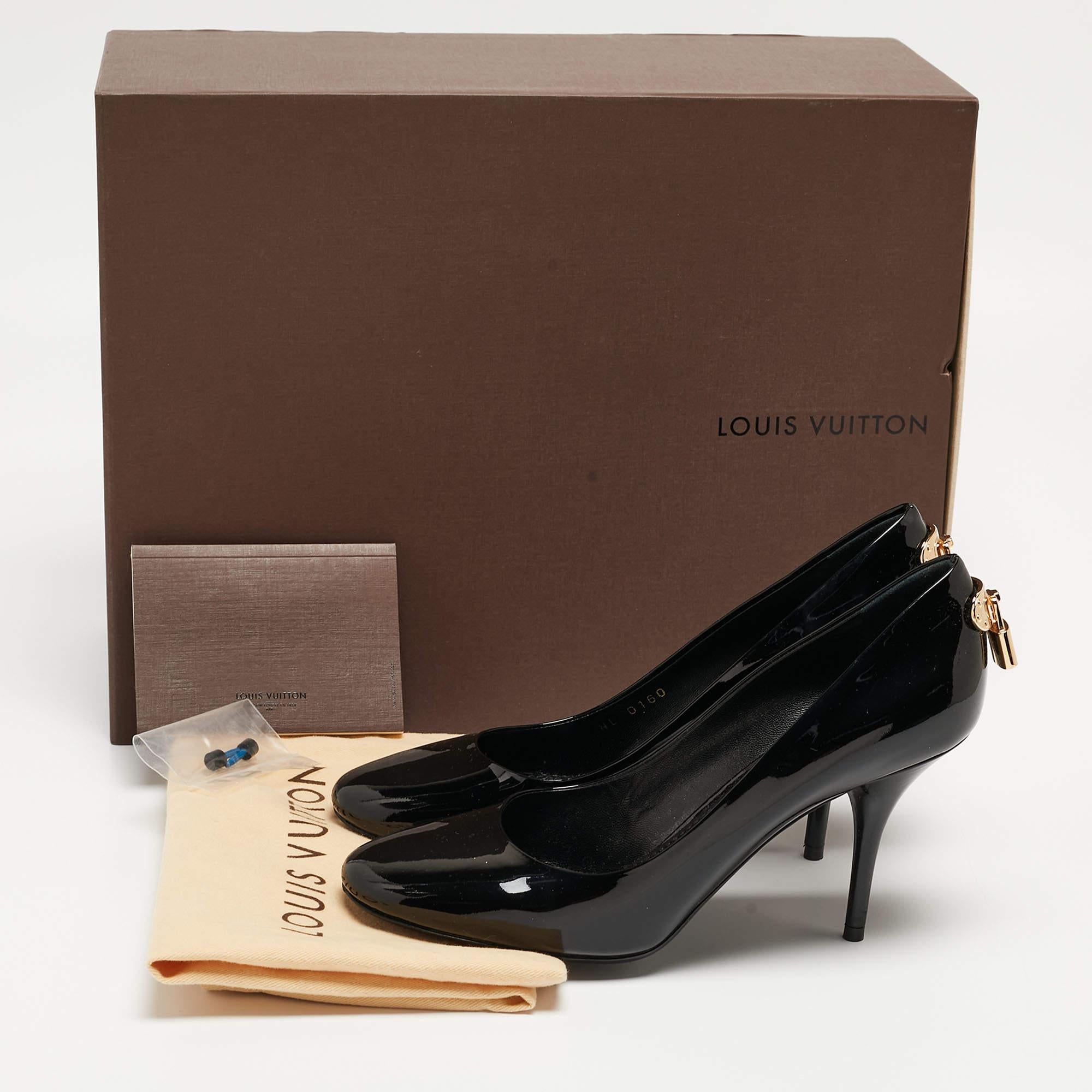 Louis Vuitton Black Patent Lock It Pumps Size 38 6