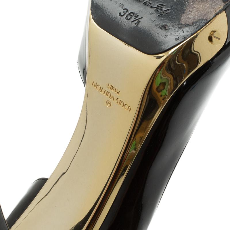 Louis Vuitton Black Patent Peep Toe D'Orsay Pumps Size 36.5 4