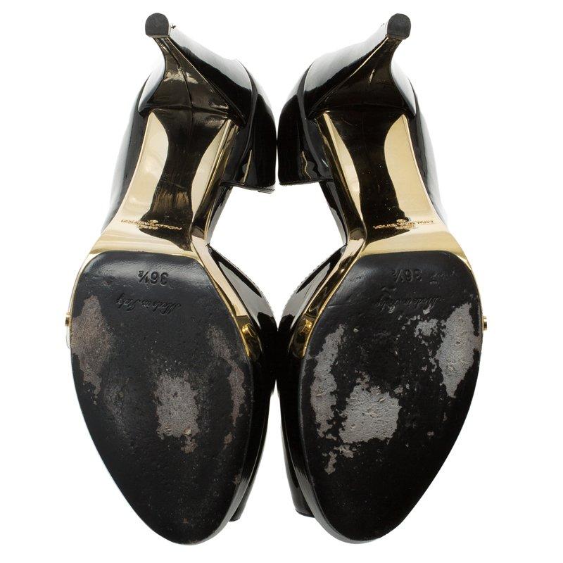 Louis Vuitton Black Patent Peep Toe D'Orsay Pumps Size 36.5 3