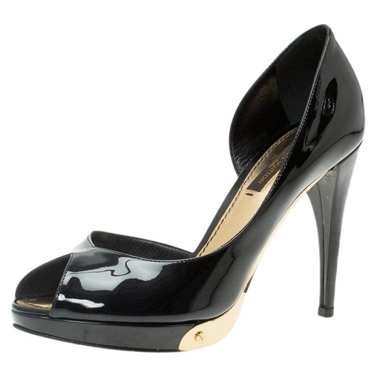Louis Vuitton, Shoes, Louis Vuitton Patent Leather Monogram Mules Heels  Open Toe Pumps 36565 Italy
