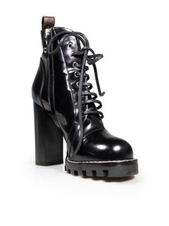 Louis Vuitton Black Patent Star Trail Ankle Boots Size IT 39