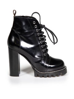 Louis Vuitton Black Patent Star Trail Ankle Boots Size IT 39