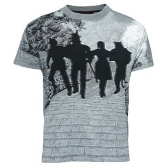 Schwarzes gemustertes T-Shirt von Louis Vuitton aus Baumwolle mit Crew-Ausschnitt und halben Ärmeln XS