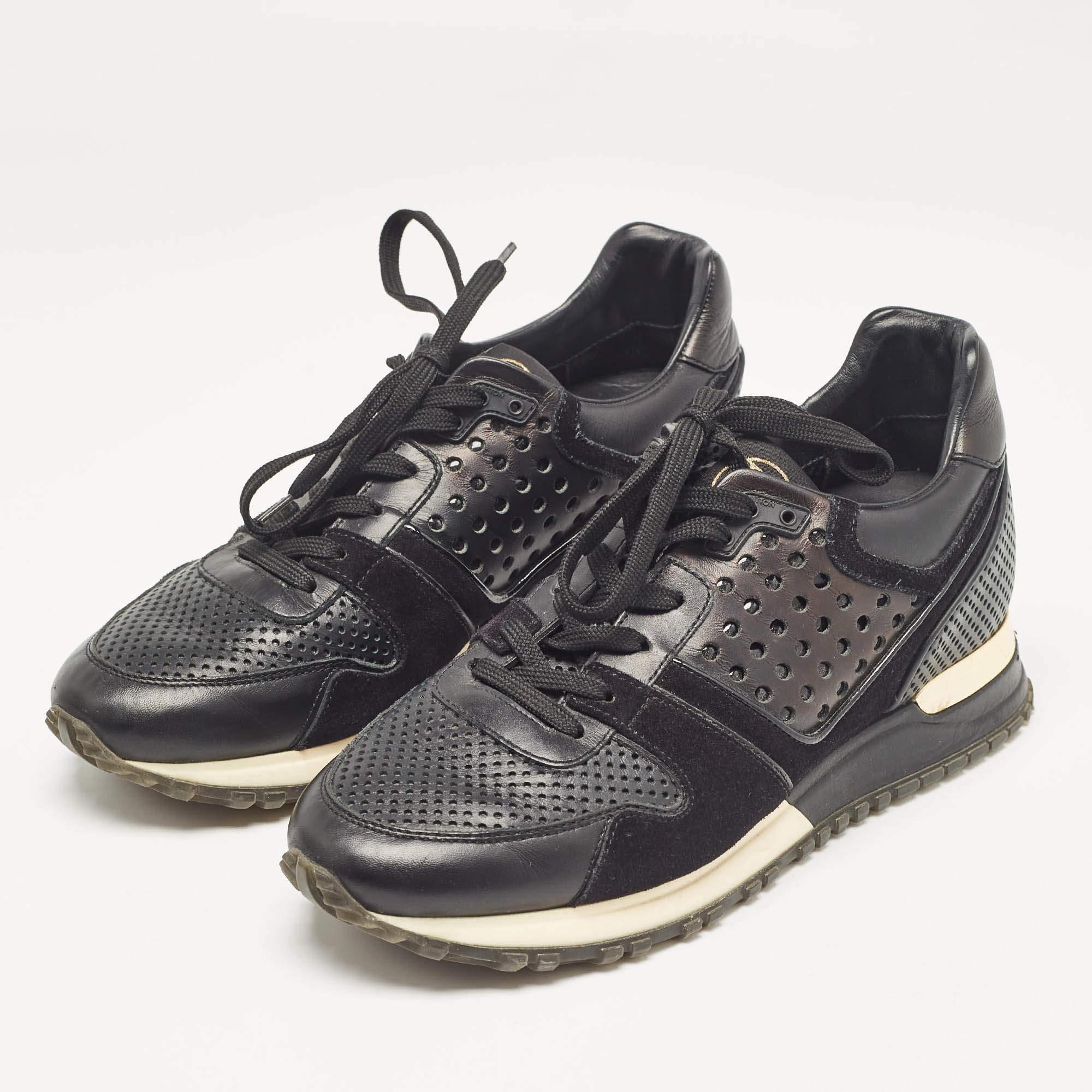 Elevate your footwear game with these LV black sneakers. Combining high end aesthetics and unmatched comfort these sneakers are a symbol of modern luxury and impeccable taste.