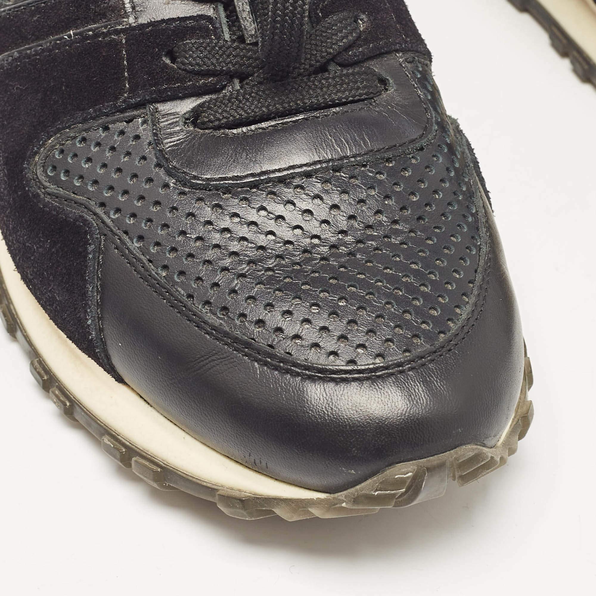 Louis Vuitton Black Perforated Leather and Suede Run Away Sneakers Size 37.5 3