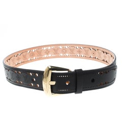 Louis Vuitton Black Perforated Leather Phoenix Belt 85cm