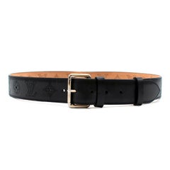 Louis Vuitton Black Perforated Monogram Mahina Leather Belt 95/38