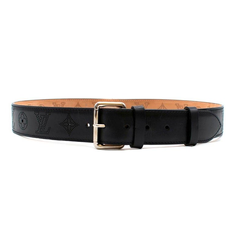 Louis Vuitton Black Perforated Monogram Mahina Leather Belt 95/38 at ...